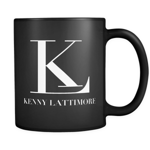 Kenny Lattimore White Logo Black Mug